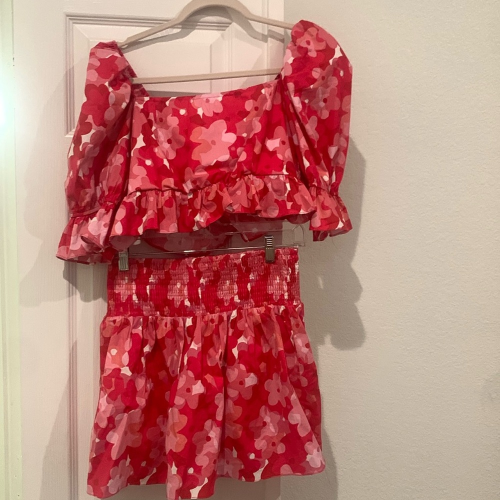 Buddy love 2 piece skirt and smocked top floral